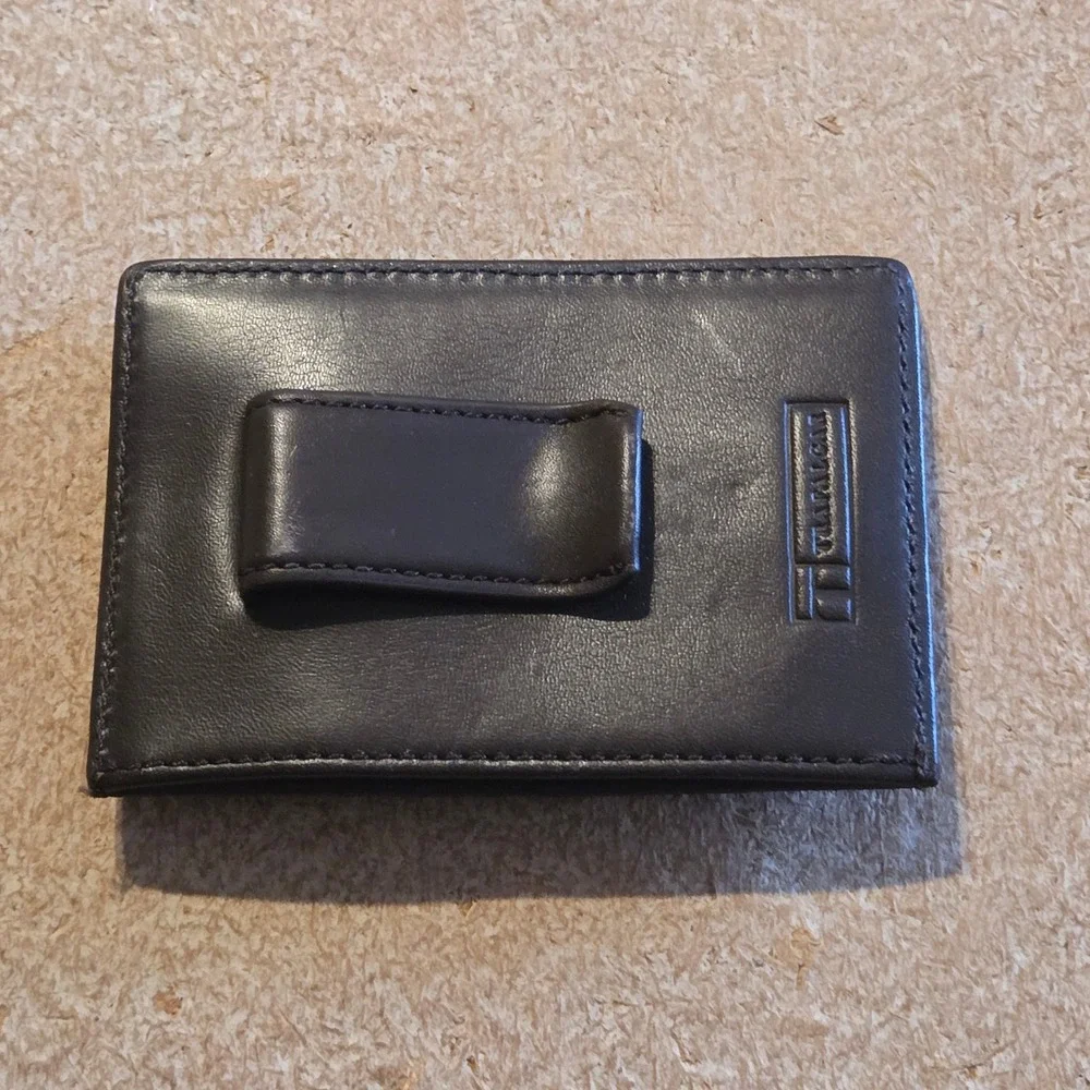 Vintage Trafalgar Italian Calfskin Leather Front‎ Pocket Money Clip Card Holder